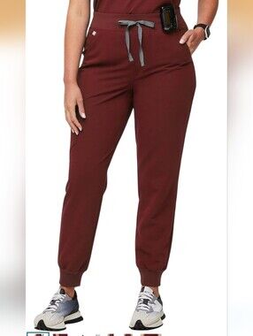 Figs Scrubs Zamora Technical Collection Joggers in Deep Wine Burgandy XS